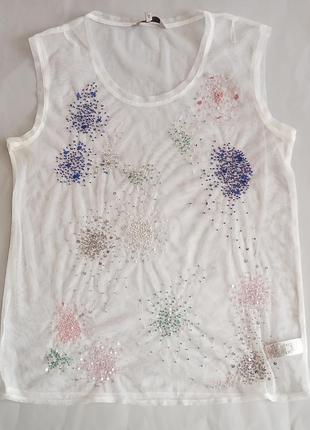 Прозрачная майка в сеточку с бисером от next