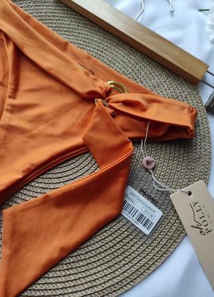 Невероятно стильные оранжевый плавки бикини с декоративным поясом на кольце разделительный купальник4 фото