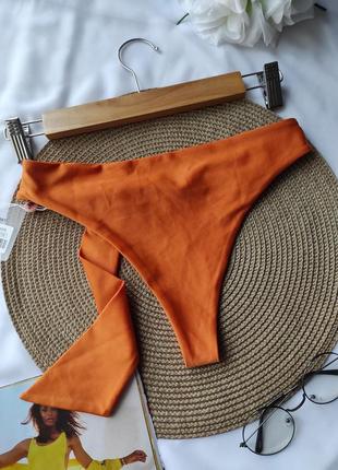Невероятно стильные оранжевый плавки бикини с декоративным поясом на кольце разделительный купальник2 фото