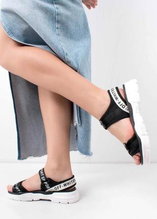 Стильные черные босоножки сандалии на липучках спортивные из текстиля