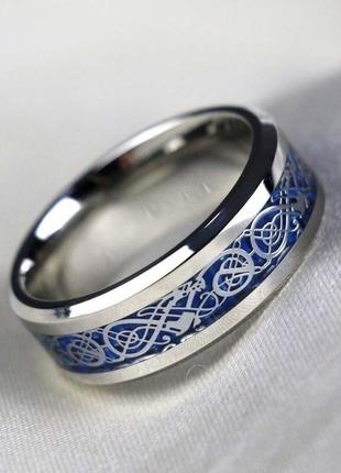 Кольцо "серебряный дракон" из нержавеющей стали2 фото
