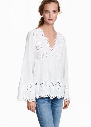 # весняний розпродаж! натуральная белая блуза рубашка кофта прошва вышивка1 фото