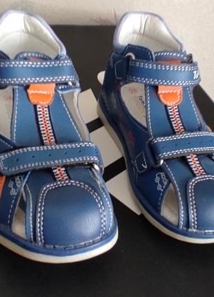 Босоножки сандалии для мальчика синие закрытые 26 размер4 фото