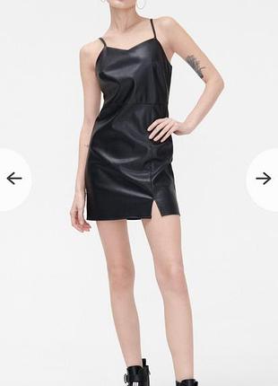 Платье мини, эко-кожа