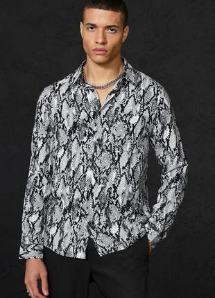 Рубашка boohooman - snakeskin viscose shirt