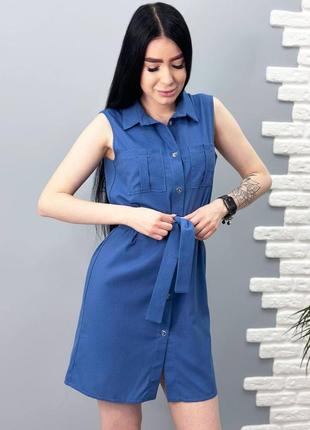 Легкое и стильное платье-рубашка без рукавов