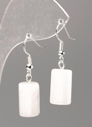 Серьги из натурального камня горный хрусталь граненый цилиндр d-15х9мм+-