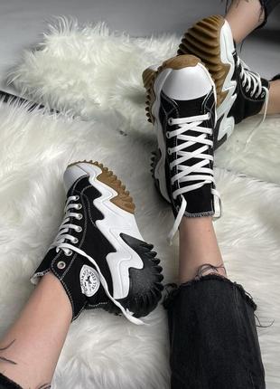 Converse run star motion hi масивні жіночі кеди конверс чорні на високій тракторній підошві массивные черные кеды на высокой тракторной платформе6 фото