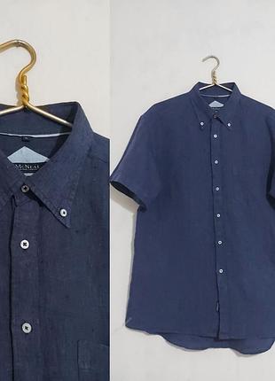 Льняна рубашка, шведка с коротким рукавом  mcneal 100%- лен puro linen