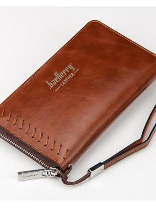 Стильний чоловічий гаманець, клатч baellerry leather коричневий1 фото