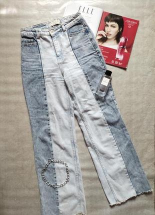 Женские модные джинсы штаны пэчворк двухцветные dilvin jeans2 фото