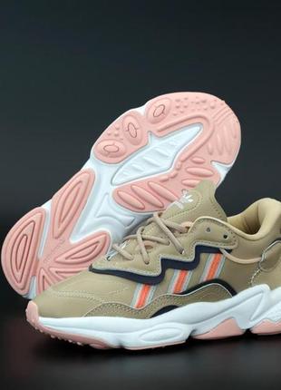 Женские кроссовки adidas ozweego бежевые373 фото