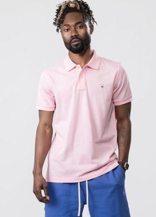 Футболка поло гант gant polo shirt rose pink розовая мужская майка классическая для повседневной носки hugo boss