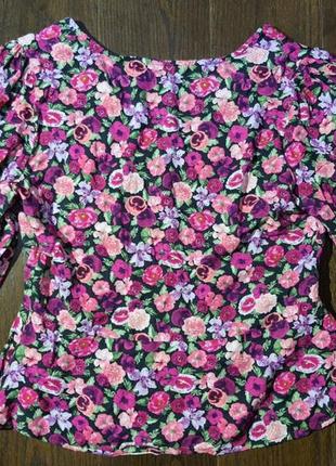 Квітчаста блуза зі штучного шовку2 фото