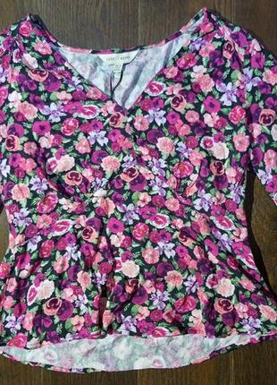 Квітчаста блуза зі штучного шовку1 фото