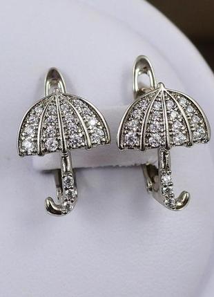 Сережки xuping jewelry парасолька 1.6 см сріблясті