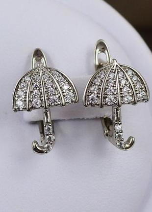 Серьги xuping jewelry зонтик 1.6 см серебристые