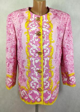 Пиджак жакет в стиле chanel розовый желтый золотой пуговицы