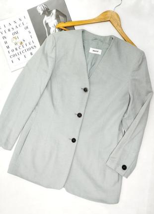 Светло голубой жакет шерсть ангора серый удлиненный пиджак пальто1 фото