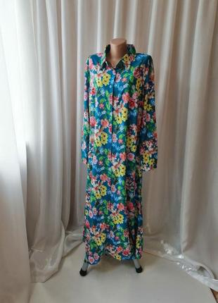 Довга сукня квітковий принт з легкої струминної тканини5 фото