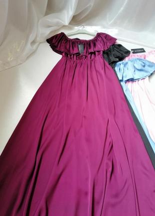 Красива сукня зі штучного шовку з воланом по лінії грудей розмір універсальний єдиний різні кольори7 фото