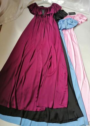 Красива сукня зі штучного шовку з воланом по лінії грудей розмір універсальний єдиний різні кольори6 фото