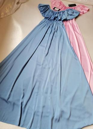Красивое платье из искусственного шелка с оборкой по линии груди размер универсальный единый разные цвета10 фото