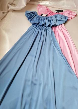 Красивое платье из искусственного шелка с оборкой по линии груди размер универсальный единый разные цвета9 фото