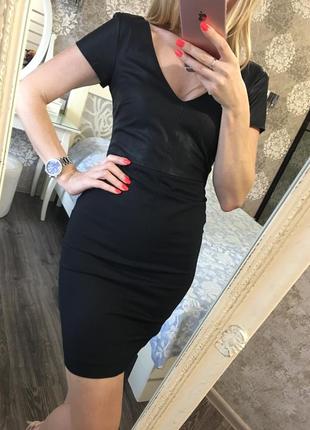 Платье zara со вставками из кожзама6 фото