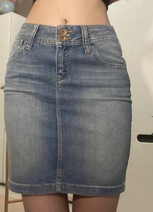 Вінтажна джинсова спідниця1 фото