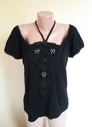 Шикарная футболка с вставкой из вискозы