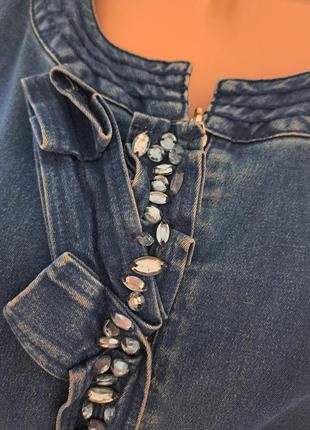 Джинс пиджак 🔵 48 46 44 р. 🔵 джинс размер женский жакет камнями стразы классика женская куртка р кардиган2 фото