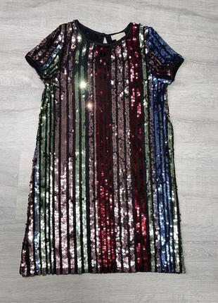 Нарядное платье в пайетках primark premium, 9-10лет1 фото