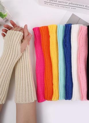 Митенки темно розовые рукава отдельные по локоть гетры на руки с отверстием перчатки...