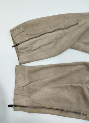 Бежевые замшевые штаны gunex for brunello cucinelli  мягкий нубук молнии кожаный шнурок4 фото