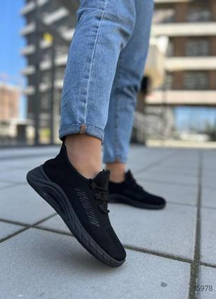 Черные текстильные легкие и удобные кроссовки3 фото