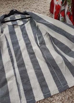 Стильный лёгкий хлопковый безподкладочный пиджак/жакет в полоску,qesto/турция,  р. 34-366 фото