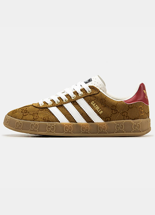 Чоловічі текстильні кросівки adidas gazelle x gucci brown