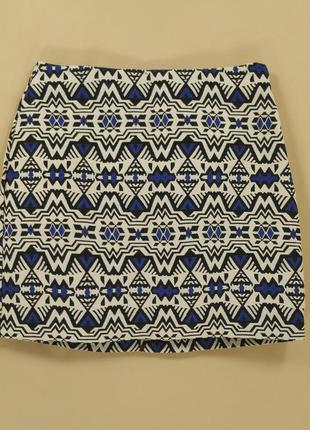 Юбка мини трапеция с абстрактным принтом