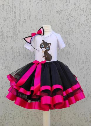 Костюм чорної киці карнавальний костюм кішечки набір киці сукня киці2 фото