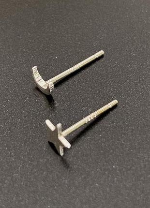 Серьги из серебра 925 пробы / серьги звездочки / серьги с луной