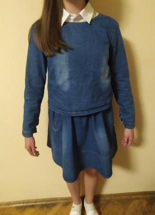 Джинсовый сарафан для девочки в возрасте 10-11 лет2 фото