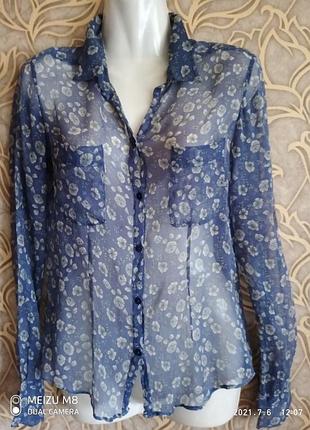 (157) чудова шифонова сорочка/блузка zara/розмір s/26 mex