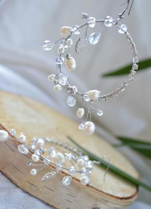 Авторські сережки з натуральними перлами 'венера'2 фото