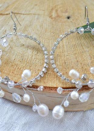 Авторські сережки з натуральними перлами 'венера'3 фото