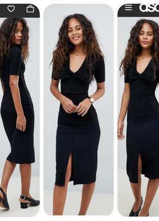 Asos черное платье карандаш по фигуре коллекция 2019 2