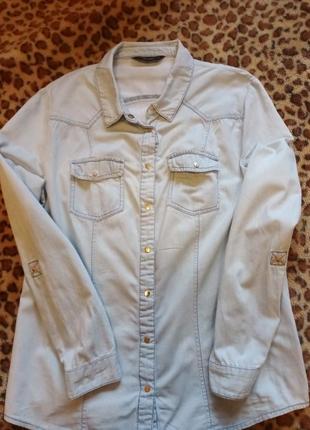 Отличная джинсовая рубашка dorothy perkins на кнопках/ размер  16/444 фото