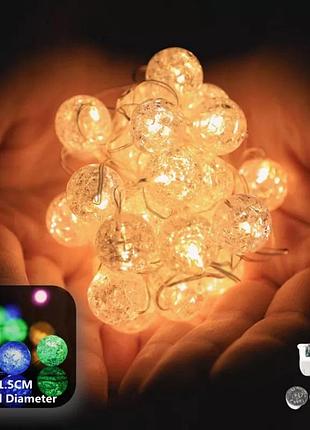 2м 20 led гірлянда кришталеві кульки на батарейках