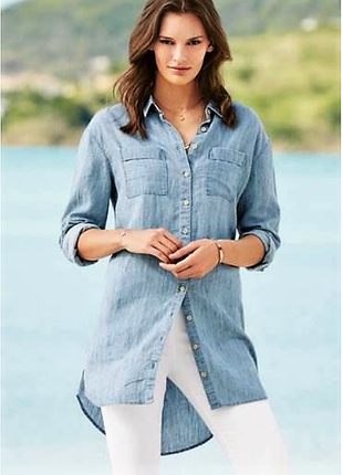 (309) відмінна довга джинсова сорочка h&amp;m/розмір 6/36