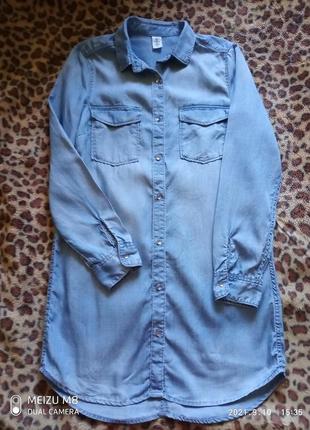 (309)отличная длинная джинсовая рубашка h&m /размер 6/364 фото